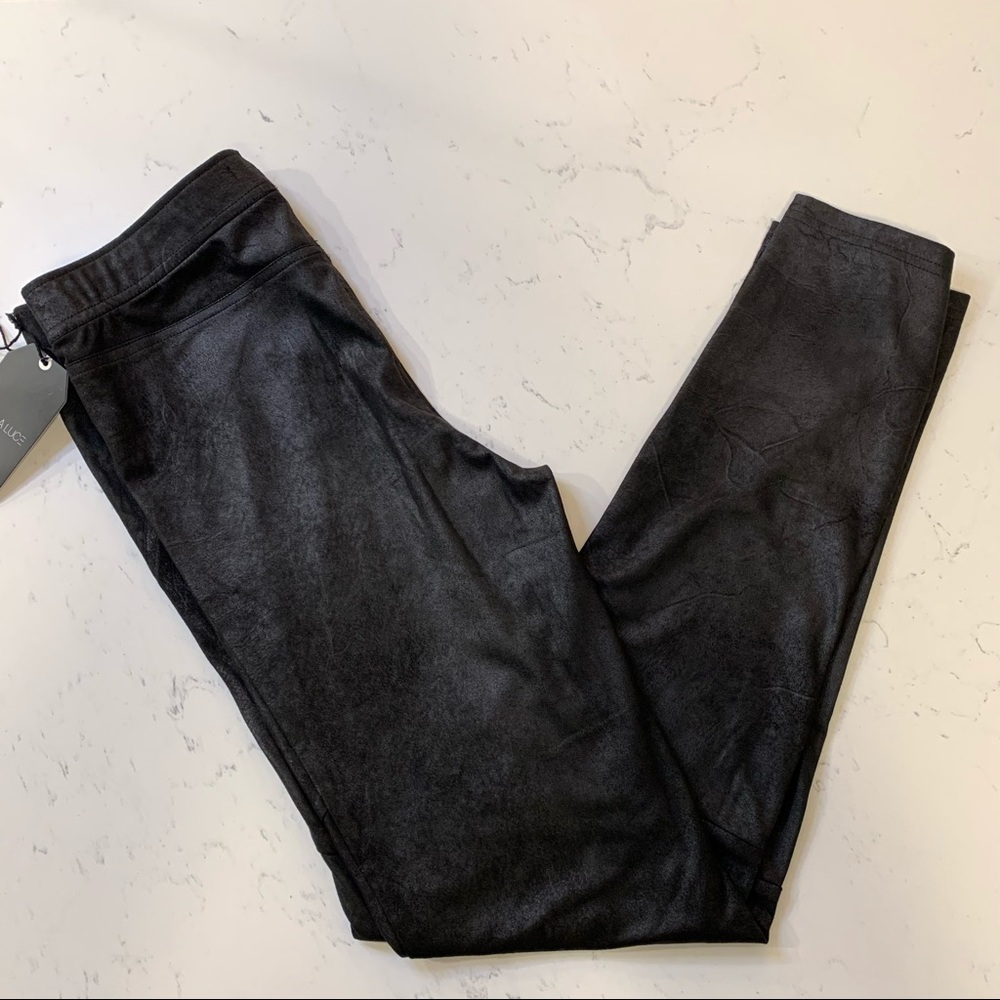 Stella Luce Faux Suede Look Leggings Elastic Waist